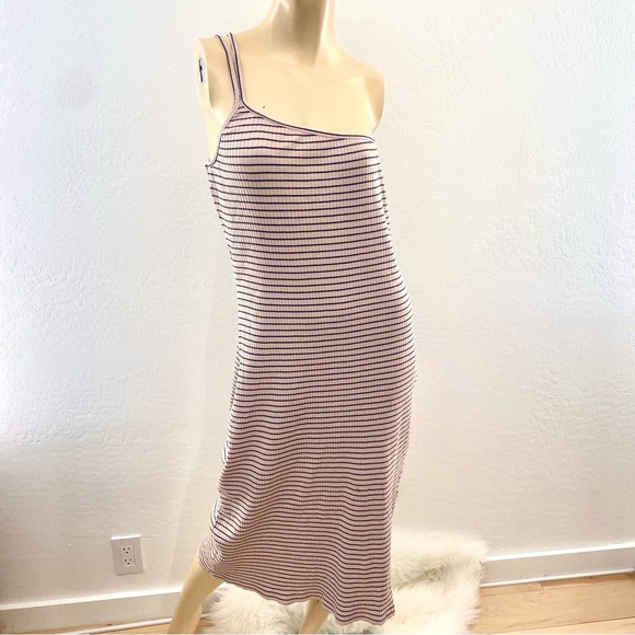 Volcom - Big Island One-Shoulder Striped Midi Dress - Pink & White- M - Picture 8 of 15